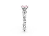 White gold Fancy Pink Asscher  Cut Diamond Pavé Band Solitaire with Four-Prong Setting_17