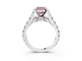 White gold Fancy Pink Asscher  Cut Diamond Pavé Band Solitaire with Four-Prong Setting_18