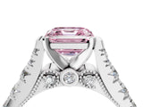 White gold Fancy Pink Asscher  Cut Diamond Pavé Band Solitaire with Four-Prong Setting_19