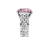 White gold Fancy Pink Asscher  Cut Diamond Pavé Band Solitaire with Four-Prong Setting_20