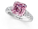 White gold Fancy Pink Asscher  Cut Diamond Pavé Band Solitaire with Four-Prong Setting_4