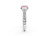 White gold Fancy Pink Asscher  Cut Diamond Pavé Band Solitaire with Four-Prong Setting_5