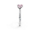 White gold Fancy Pink Asscher  Cut Diamond Pavé Band Solitaire with Four-Prong Setting_5
