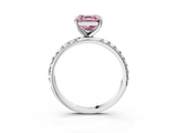 White gold Fancy Pink Asscher  Cut Diamond Pavé Band Solitaire with Four-Prong Setting_6