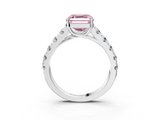 White gold Fancy Pink Asscher  Cut Diamond Pavé Band Solitaire with Four-Prong Setting_6