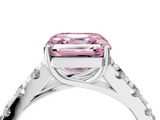 White gold Fancy Pink Asscher  Cut Diamond Pavé Band Solitaire with Four-Prong Setting_7