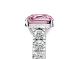 White gold Fancy Pink Asscher  Cut Diamond Pavé Band Solitaire with Four-Prong Setting_8
