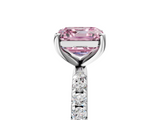 White gold Fancy Pink Asscher  Cut Diamond Pavé Band Solitaire with Four-Prong Setting_8