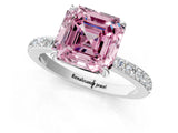 White gold Fancy Pink Asscher Cut Diamond Pavé Engagement Ring with Round  Accents and Prong Setting_59