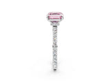 White gold Fancy Pink Asscher Cut Diamond Pavé Engagement Ring with Round  Accents and Prong Setting_60