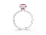 White gold Fancy Pink Asscher Cut Diamond Pavé Engagement Ring with Round  Accents and Prong Setting_61