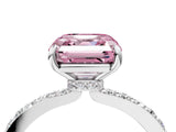 White gold Fancy Pink Asscher Cut Diamond Pavé Engagement Ring with Round  Accents and Prong Setting_62