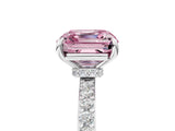 White gold Fancy Pink Asscher Cut Diamond Pavé Engagement Ring with Round  Accents and Prong Setting_63