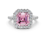 White gold Fancy Pink Asscher Cut Diamond Pavé Halo Ring with Four-Prong Setting_58