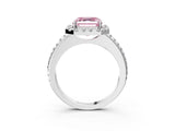White gold Fancy Pink Asscher Cut Diamond Pavé Halo Ring with Four-Prong Setting_60
