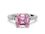 White gold Fancy Pink Asscher Cut Diamond Pavé Solitaire Engagement Ring with Four-Prong Setting_78