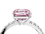 White gold Fancy Pink Asscher Cut Diamond Pavé Solitaire Engagement Ring with Four-Prong Setting_84