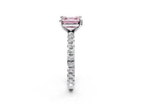 White gold Fancy Pink Asscher Cut Diamond Pavé Solitaire Ring with Round Band and Prong Setting_15