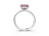 White gold Fancy Pink Asscher Cut Diamond Pavé Solitaire Ring with Round Band and Prong Setting_16