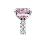 White gold Fancy Pink Asscher Cut Diamond Pavé Solitaire Ring with Round Band and Prong Setting_18