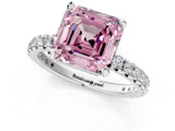 White gold Fancy Pink Asscher Cut Diamond Pavé Solitaire Ring with Round Band and Prong Setting_38