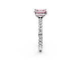 White gold Fancy Pink Asscher Cut Diamond Pavé Solitaire Ring with Round Band and Prong Setting_39