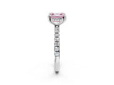 White gold Fancy Pink Asscher Cut Diamond Pave Band Solitaire Ring with Round  and Prong Setting_96