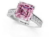White gold Fancy Pink Asscher  Cut Diamond Pave Band with Four-Prong Setting_30