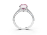 White gold Fancy Pink Asscher  Cut Diamond Pave Band with Four-Prong Setting_31