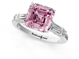 White gold Fancy Pink Asscher  Cut Diamond Ring with Baguette Side Stones, Channel Set Band, and Four-Prong Setting_1