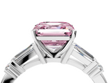 White gold Fancy Pink Asscher  Cut Diamond Ring with Baguette Side Stones, Channel Set Band, and Four-Prong Setting_11