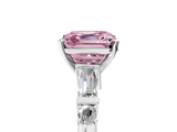 White gold Fancy Pink Asscher  Cut Diamond Ring with Baguette Side Stones, Channel Set Band, and Four-Prong Setting_17