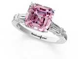 White gold Fancy Pink Asscher  Cut Diamond Ring with Baguette Side Stones, Channel Set Band, and Four-Prong Setting_18