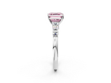 White gold Fancy Pink Asscher  Cut Diamond Ring with Baguette Side Stones, Channel Set Band, and Four-Prong Setting_19