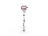 White gold Fancy Pink Asscher  Cut Diamond Ring with Baguette Side Stones, Channel Set Band, and Four-Prong Setting_2