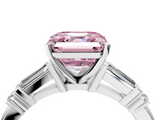 White gold Fancy Pink Asscher  Cut Diamond Ring with Baguette Side Stones, Channel Set Band, and Four-Prong Setting_33