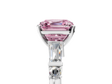 White gold Fancy Pink Asscher  Cut Diamond Ring with Baguette Side Stones, Channel Set Band, and Four-Prong Setting_34
