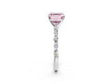 White gold Fancy Pink Asscher Cut Diamond Ring with Marquise and Round  Side Stones and Four-Prong Setting_55