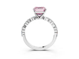 White gold Fancy Pink Asscher Cut Diamond Ring with Marquise and Round  Side Stones and Four-Prong Setting_56