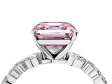 White gold Fancy Pink Asscher Cut Diamond Ring with Marquise and Round  Side Stones and Four-Prong Setting_57