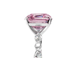 White gold Fancy Pink Asscher Cut Diamond Ring with Marquise and Round  Side Stones and Four-Prong Setting_58