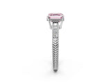 White gold Fancy Pink Asscher Cut Diamond Ring with Milgrain Pavé Band and Four-Prong Setting_34