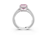 White gold Fancy Pink Asscher Cut Diamond Ring with Milgrain Pavé Band and Four-Prong Setting_35