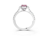 White gold Fancy Pink Asscher Cut Diamond Ring with Pavé Band and Floral Prong Setting_42