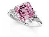 White gold Fancy Pink Asscher Cut Diamond Ring with Side Stones and Four-Prong Setting_88