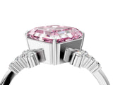 White gold Fancy Pink Asscher Cut Diamond Ring with Side Stones and Four-Prong Setting_91