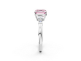 White gold Fancy Pink Asscher  Cut Diamond Ring with Tapered Baguette Side Stones in Four-Prong Setting_5