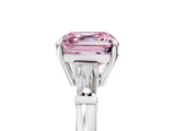 White gold Fancy Pink Asscher  Cut Diamond Ring with Tapered Baguette Side Stones in Four-Prong Setting_8
