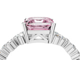 White gold Fancy Pink Asscher Cut Diamond Scattered Round Accent Ring with Prong Setting_16