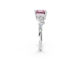 White gold Fancy Pink Asscher Cut Diamond Scattered Round Accent Ring with Prong Setting_26